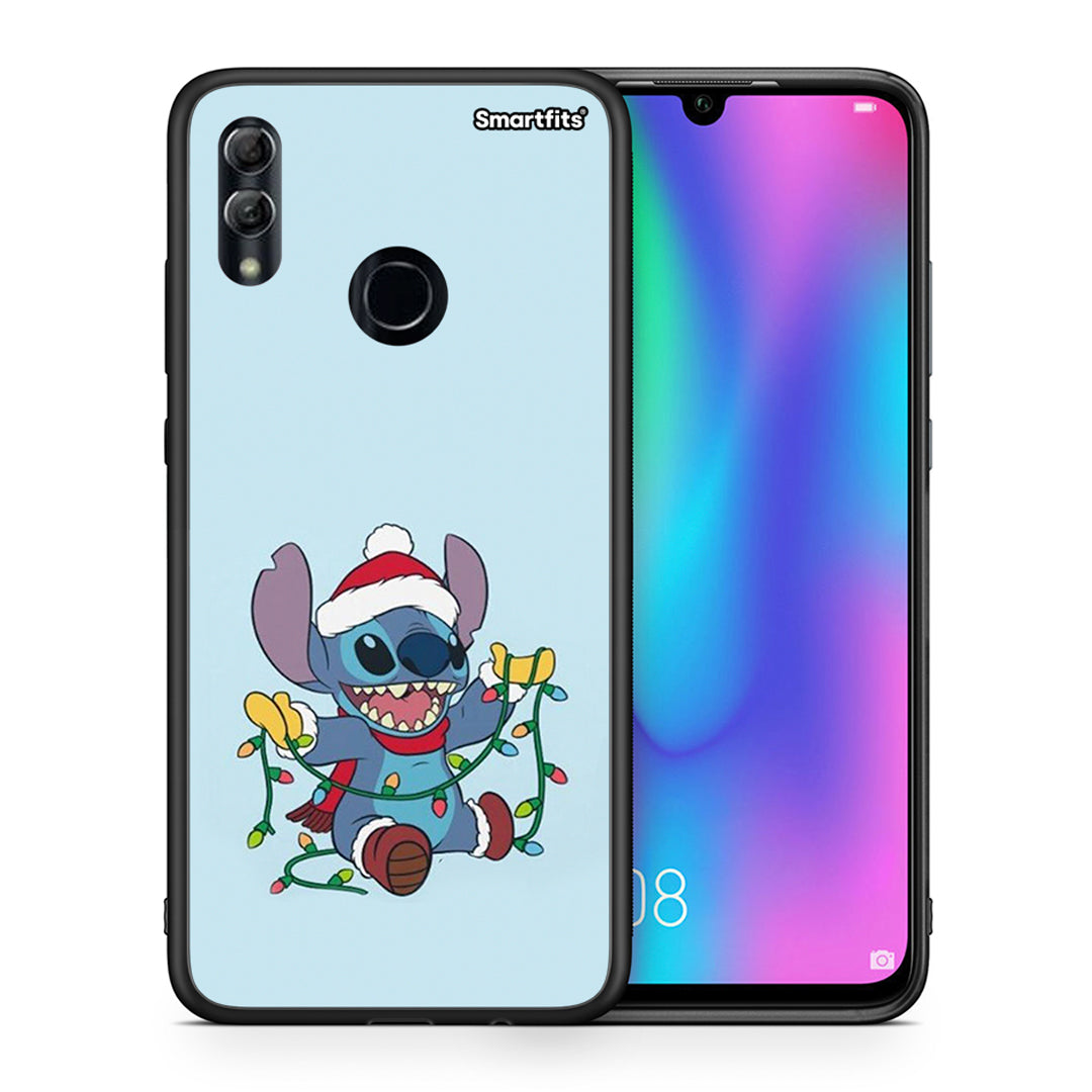 Θήκη Honor 8x Santa Stich από τη Smartfits με σχέδιο στο πίσω μέρος και μαύρο περίβλημα | Honor 8x Santa Stich case with colorful back and black bezels