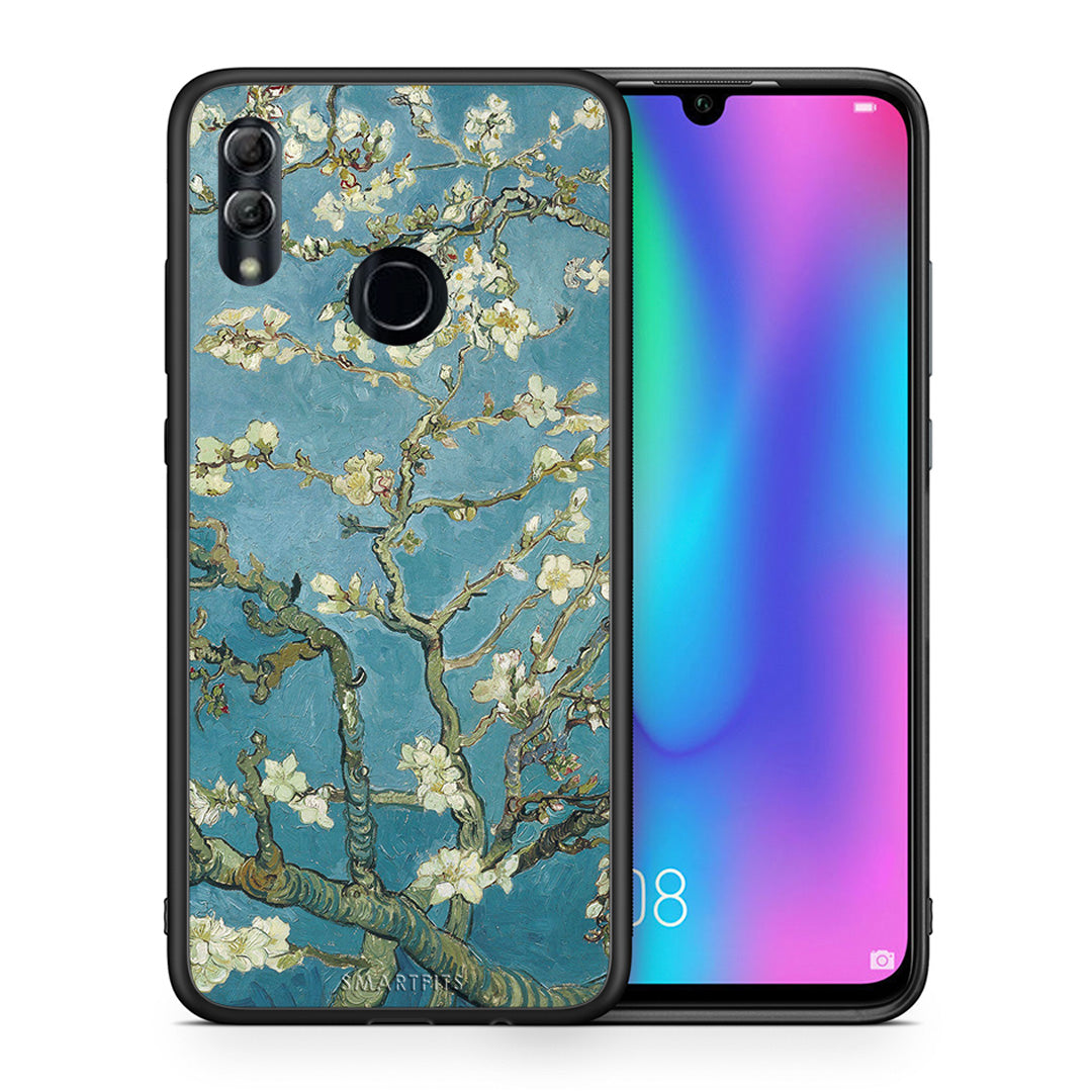 Θήκη Honor 10 Lite White Blossoms από τη Smartfits με σχέδιο στο πίσω μέρος και μαύρο περίβλημα | Honor 10 Lite White Blossoms case with colorful back and black bezels