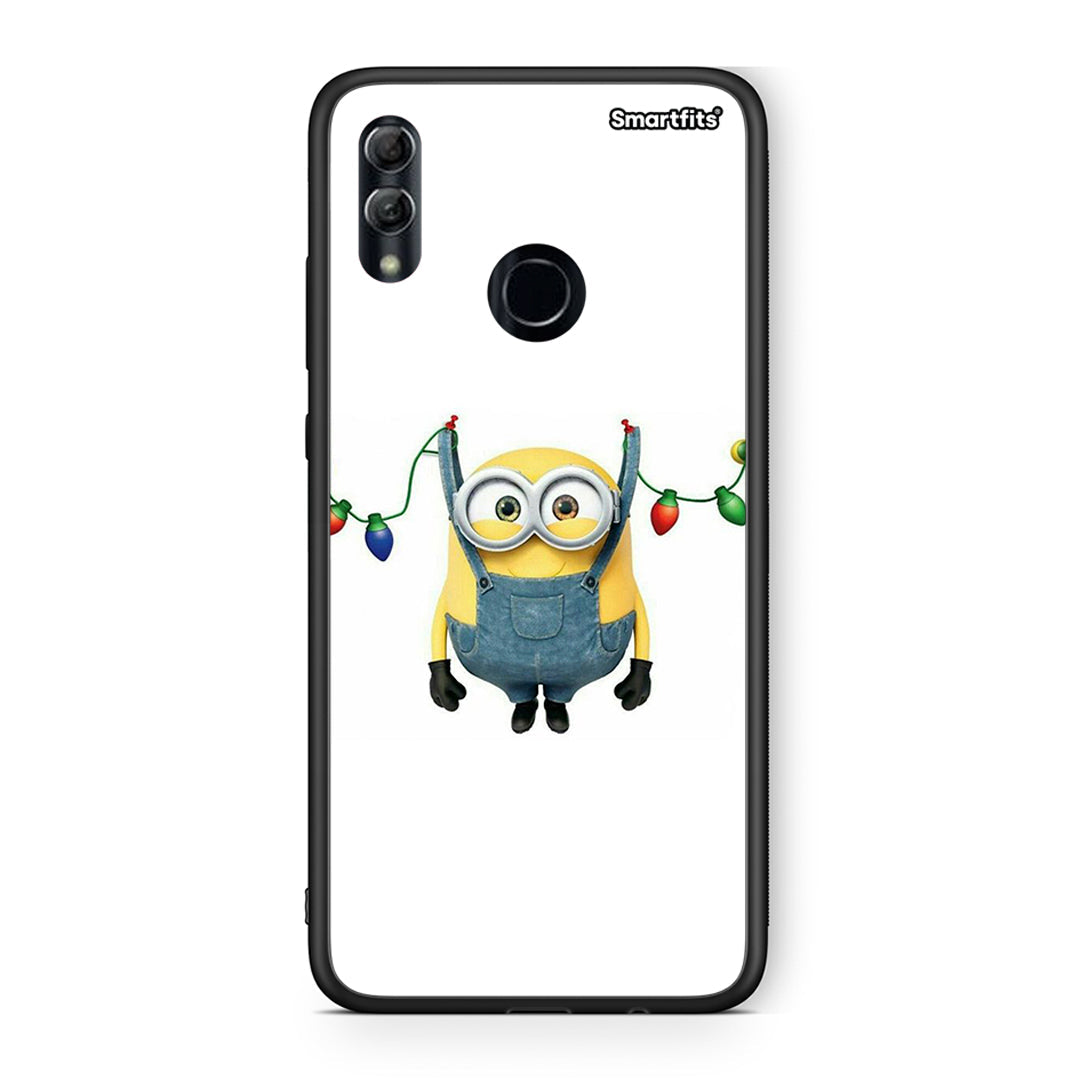 Huawei Honor 8x Xmas Minion Lights θήκη από τη Smartfits με σχέδιο στο πίσω μέρος και μαύρο περίβλημα | Smartphone case with colorful back and black bezels by Smartfits