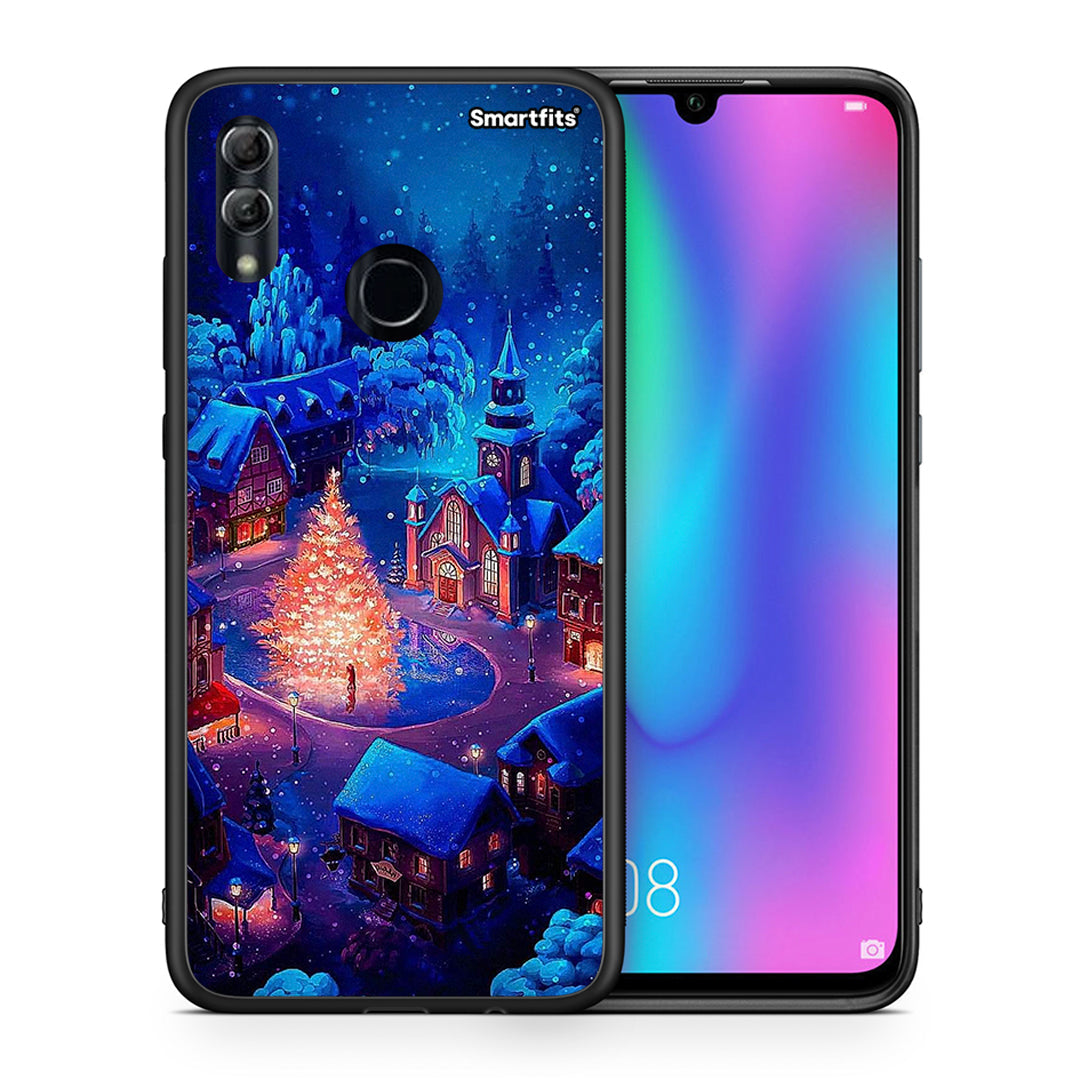 Θήκη Honor 8x Xmas Village από τη Smartfits με σχέδιο στο πίσω μέρος και μαύρο περίβλημα | Honor 8x Xmas Village case with colorful back and black bezels