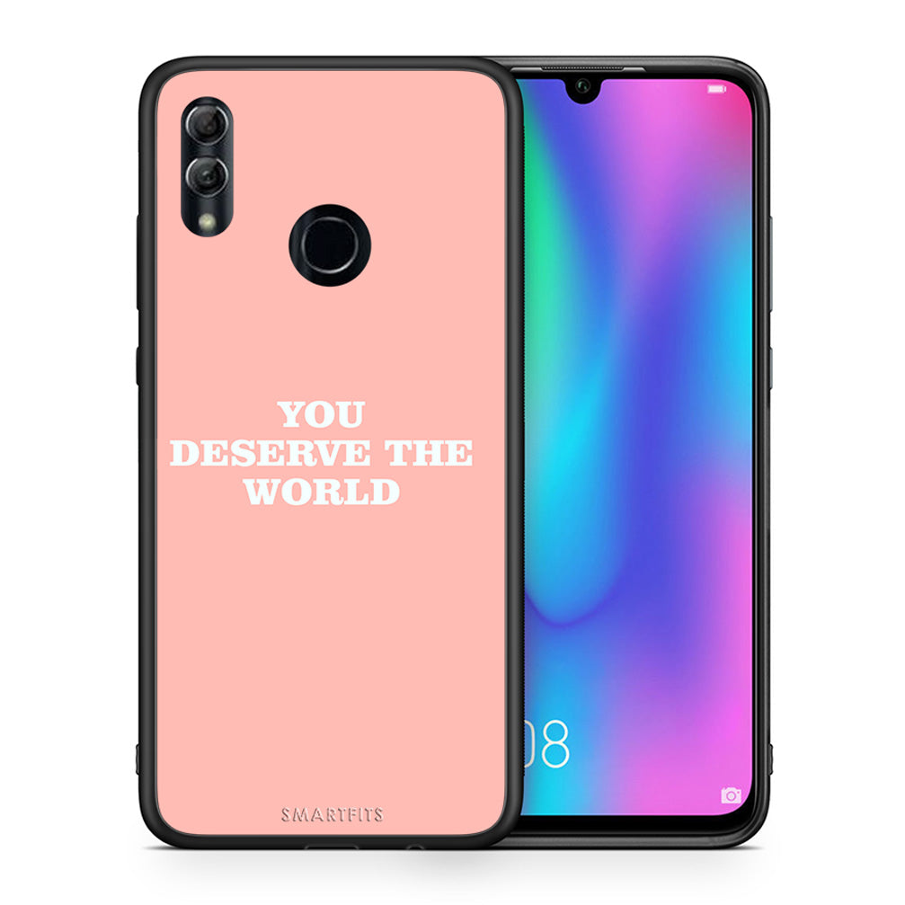 Θήκη Αγίου Βαλεντίνου Honor 10 Lite You Deserve The World από τη Smartfits με σχέδιο στο πίσω μέρος και μαύρο περίβλημα | Honor 10 Lite You Deserve The World case with colorful back and black bezels