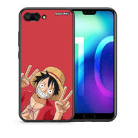Thumbnail for Θήκη Honor 10 Pirate Luffy από τη Smartfits με σχέδιο στο πίσω μέρος και μαύρο περίβλημα | Honor 10 Pirate Luffy case with colorful back and black bezels