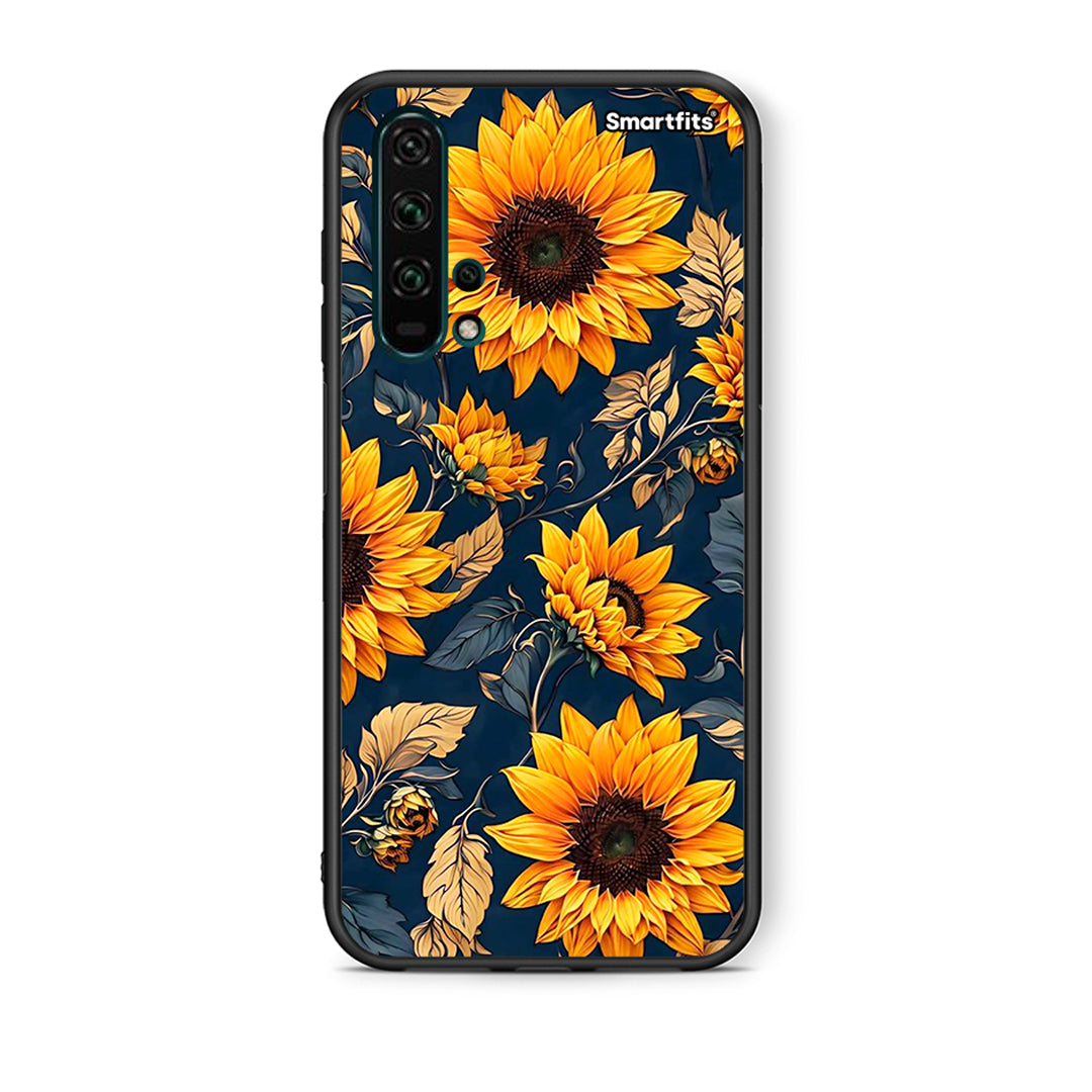 Θήκη Honor 20 Pro Autumn Sunflowers από τη Smartfits με σχέδιο στο πίσω μέρος και μαύρο περίβλημα | Honor 20 Pro Autumn Sunflowers case with colorful back and black bezels