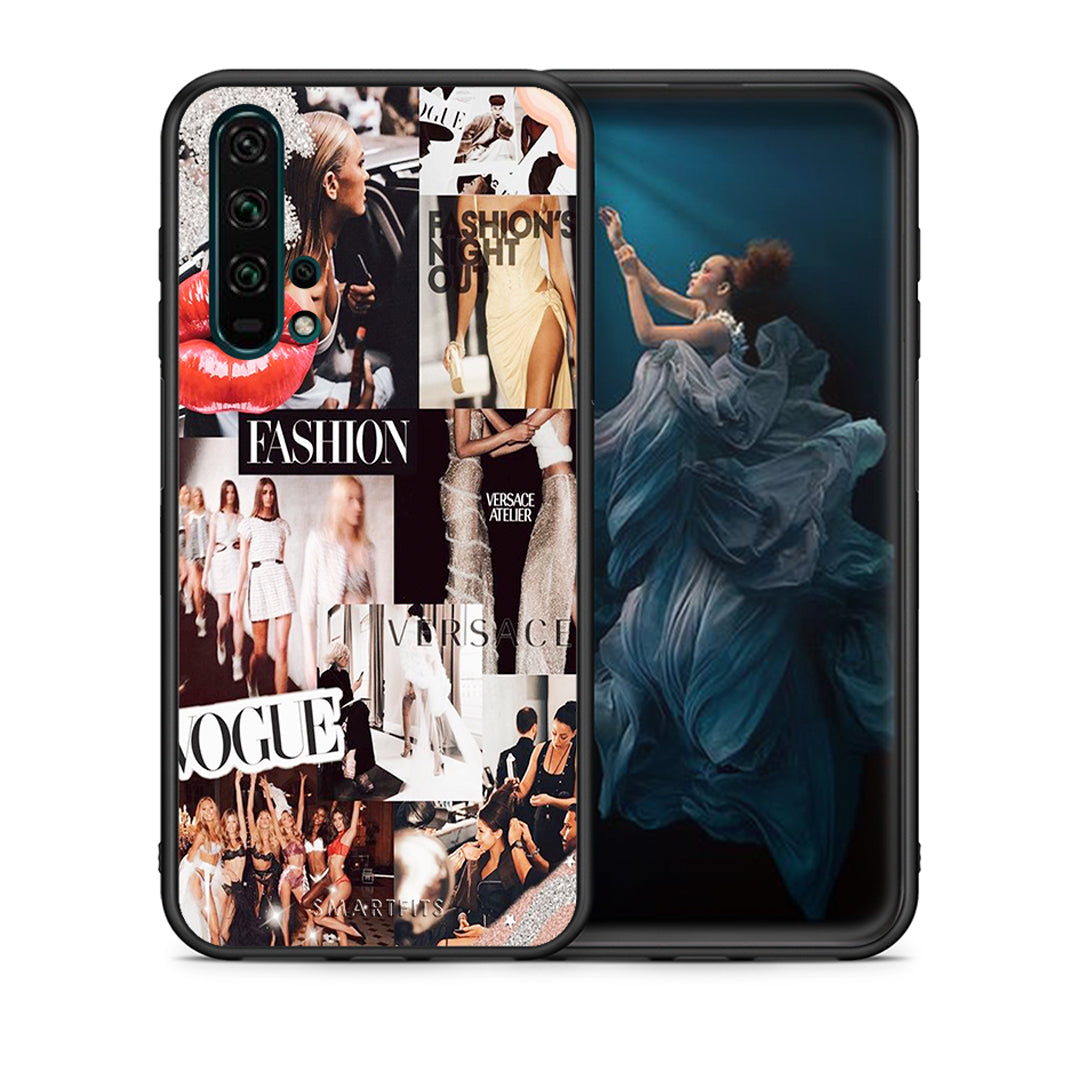 Θήκη Αγίου Βαλεντίνου Honor 20 Pro Collage Fashion από τη Smartfits με σχέδιο στο πίσω μέρος και μαύρο περίβλημα | Honor 20 Pro Collage Fashion case with colorful back and black bezels