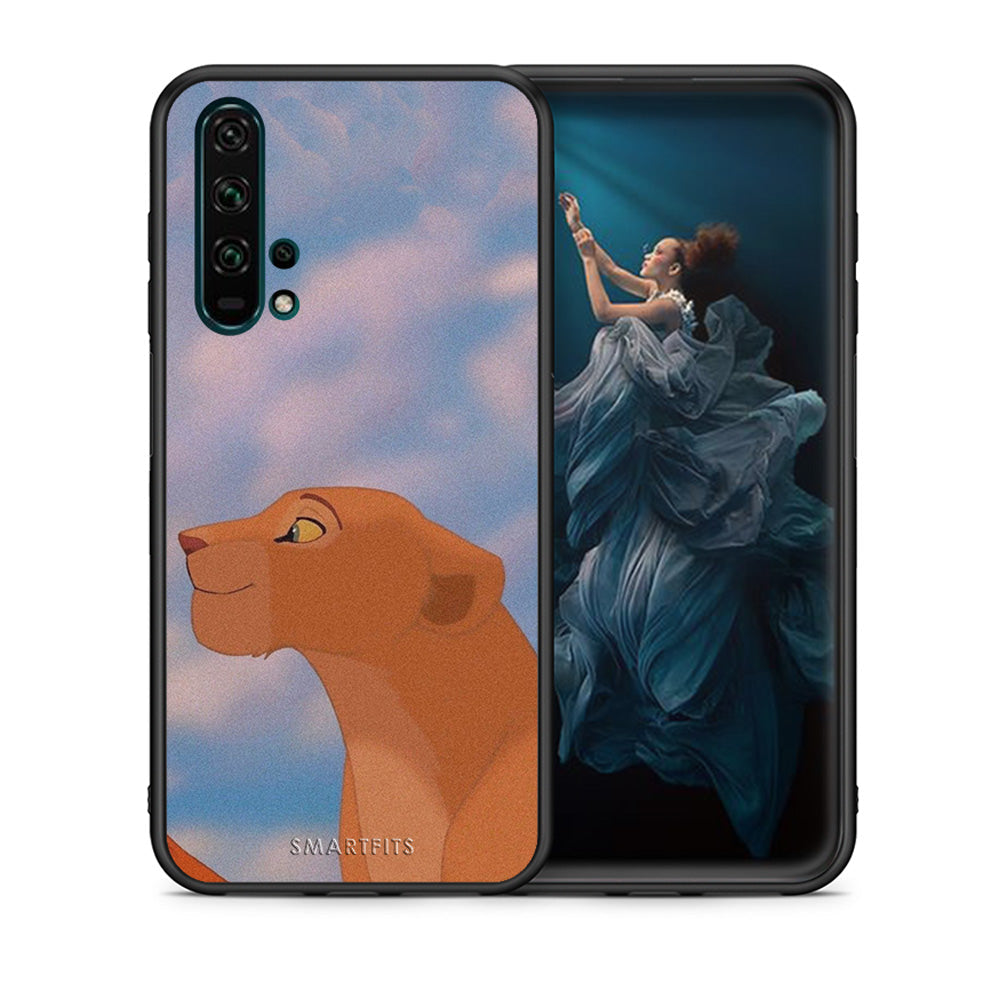 Θήκη Αγίου Βαλεντίνου Honor 20 Pro Lion Love 2 από τη Smartfits με σχέδιο στο πίσω μέρος και μαύρο περίβλημα | Honor 20 Pro Lion Love 2 case with colorful back and black bezels