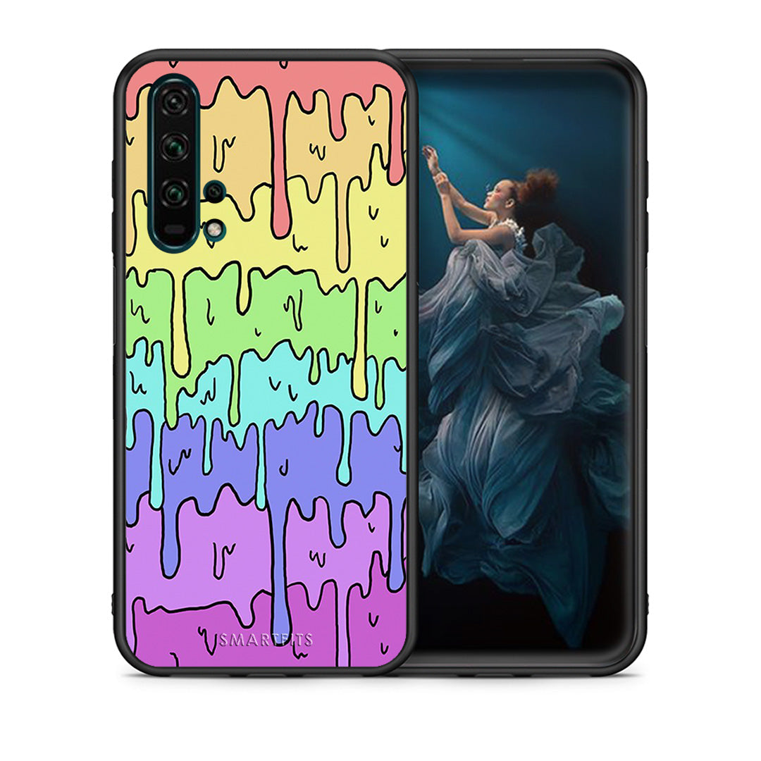 Θήκη Honor 20 Pro Melting Rainbow από τη Smartfits με σχέδιο στο πίσω μέρος και μαύρο περίβλημα | Honor 20 Pro Melting Rainbow case with colorful back and black bezels