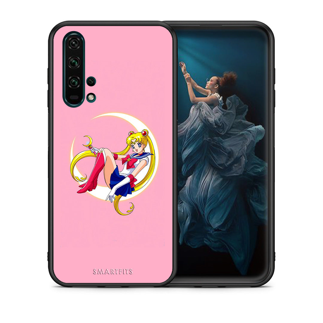 Θήκη Honor 20 Pro Moon Girl από τη Smartfits με σχέδιο στο πίσω μέρος και μαύρο περίβλημα | Honor 20 Pro Moon Girl case with colorful back and black bezels