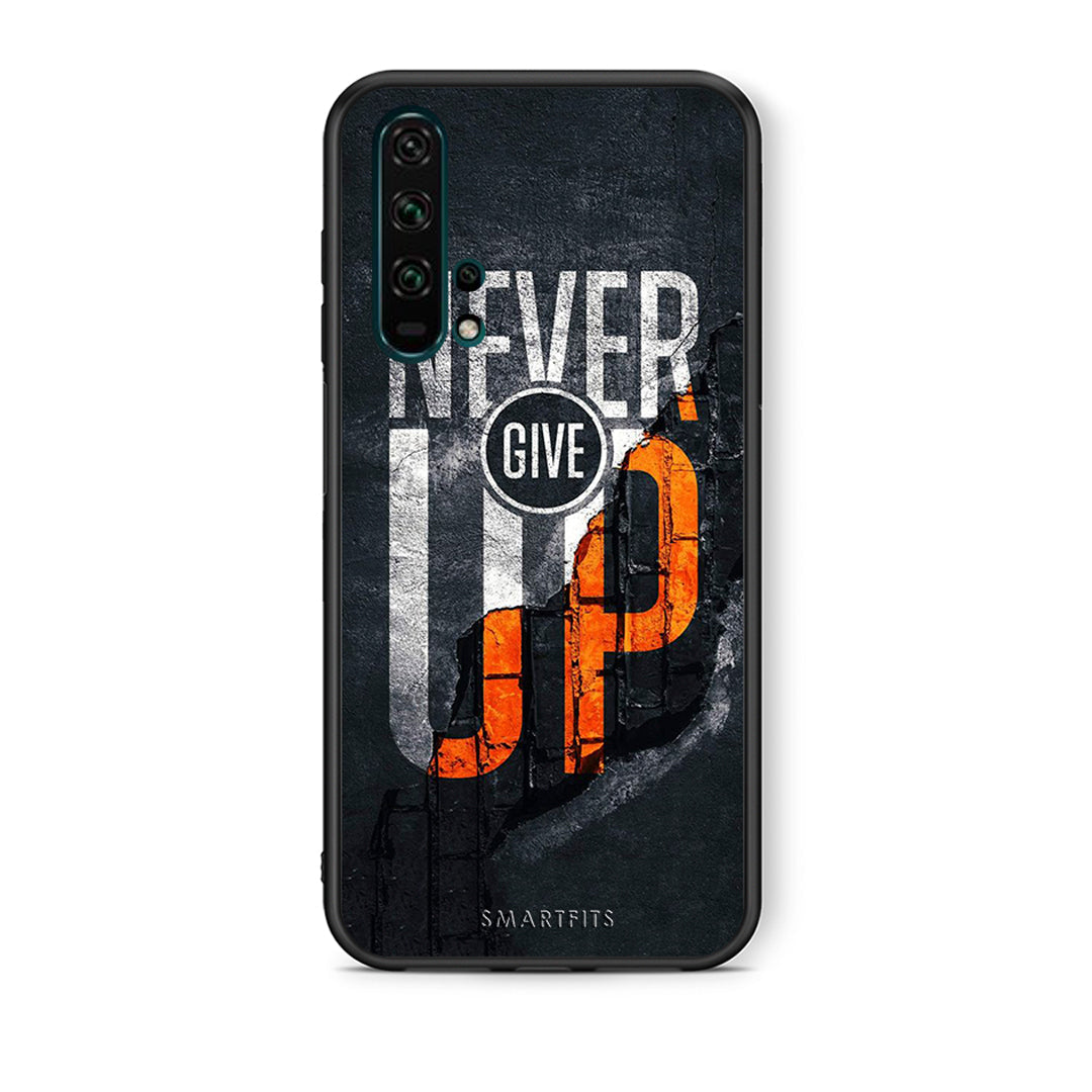 Θήκη Αγίου Βαλεντίνου Honor 20 Pro Never Give Up από τη Smartfits με σχέδιο στο πίσω μέρος και μαύρο περίβλημα | Honor 20 Pro Never Give Up case with colorful back and black bezels