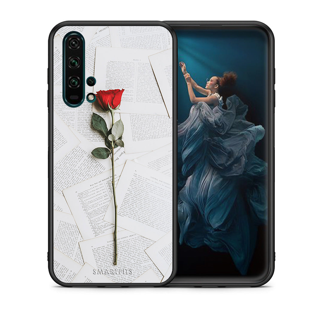 Θήκη Honor 20 Pro Red Rose από τη Smartfits με σχέδιο στο πίσω μέρος και μαύρο περίβλημα | Honor 20 Pro Red Rose case with colorful back and black bezels