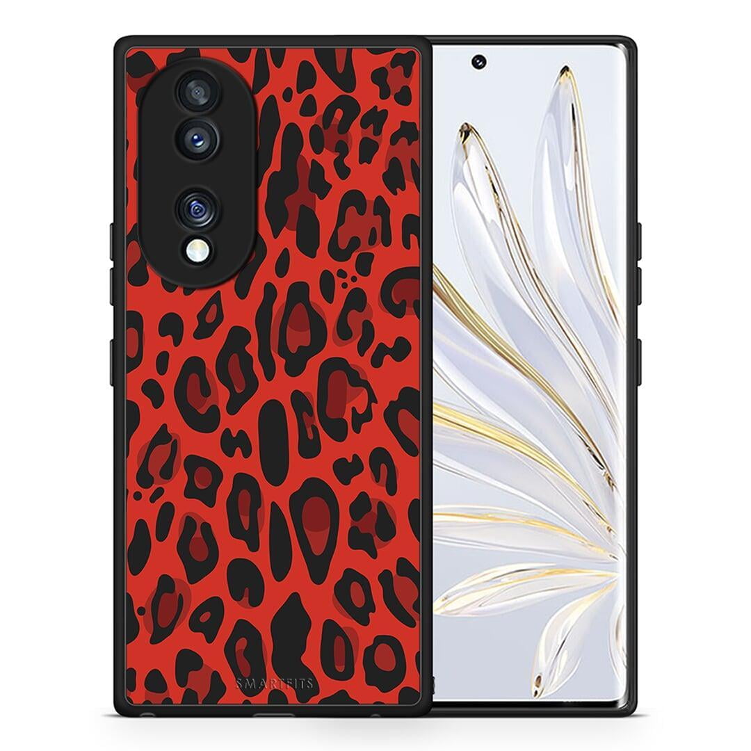 Θήκη Honor 70 5G Animal Red Leopard από τη Smartfits με σχέδιο στο πίσω μέρος και μαύρο περίβλημα | Honor 70 5G Animal Red Leopard Case with Colorful Back and Black Bezels