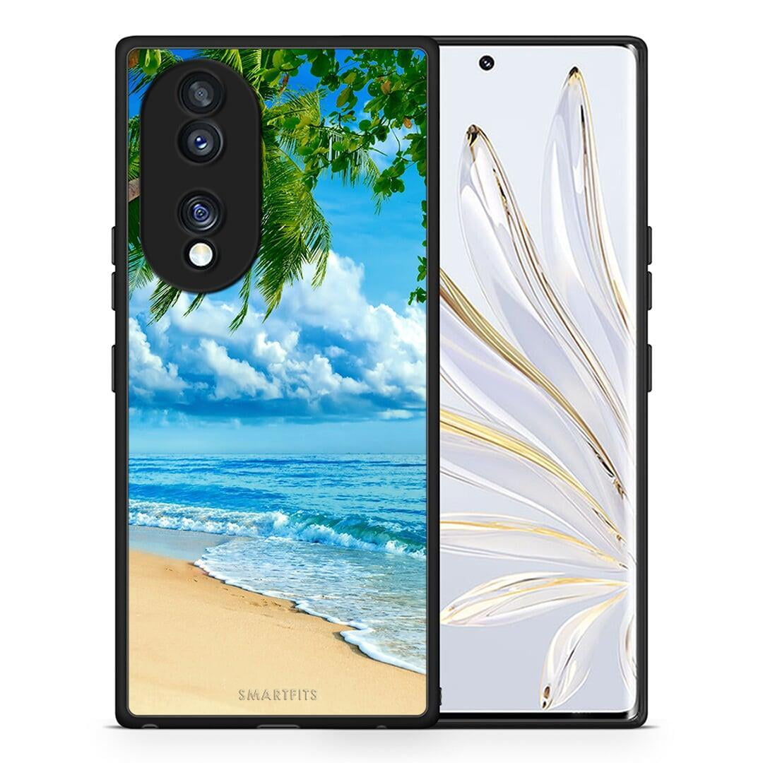 Θήκη Honor 70 5G Beautiful Beach από τη Smartfits με σχέδιο στο πίσω μέρος και μαύρο περίβλημα | Honor 70 5G Beautiful Beach Case with Colorful Back and Black Bezels