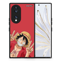 Thumbnail for Θήκη Honor 70 5G Pirate Luffy από τη Smartfits με σχέδιο στο πίσω μέρος και μαύρο περίβλημα | Honor 70 5G Pirate Luffy Case with Colorful Back and Black Bezels