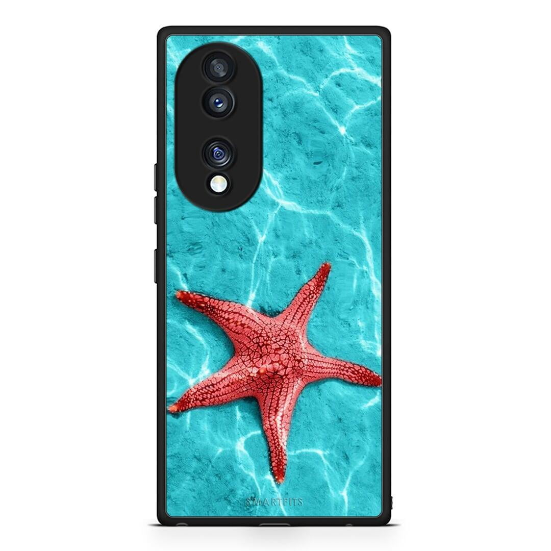 Θήκη Honor 70 5G Red Starfish από τη Smartfits με σχέδιο στο πίσω μέρος και μαύρο περίβλημα | Honor 70 5G Red Starfish Case with Colorful Back and Black Bezels