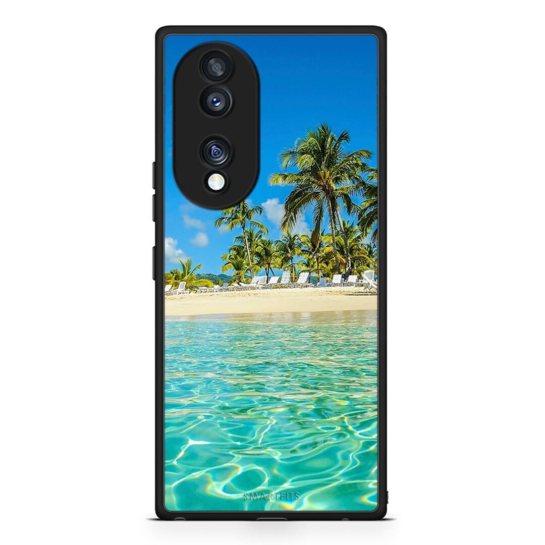 Θήκη Honor 70 5G Tropical Vibes από τη Smartfits με σχέδιο στο πίσω μέρος και μαύρο περίβλημα | Honor 70 5G Tropical Vibes Case with Colorful Back and Black Bezels