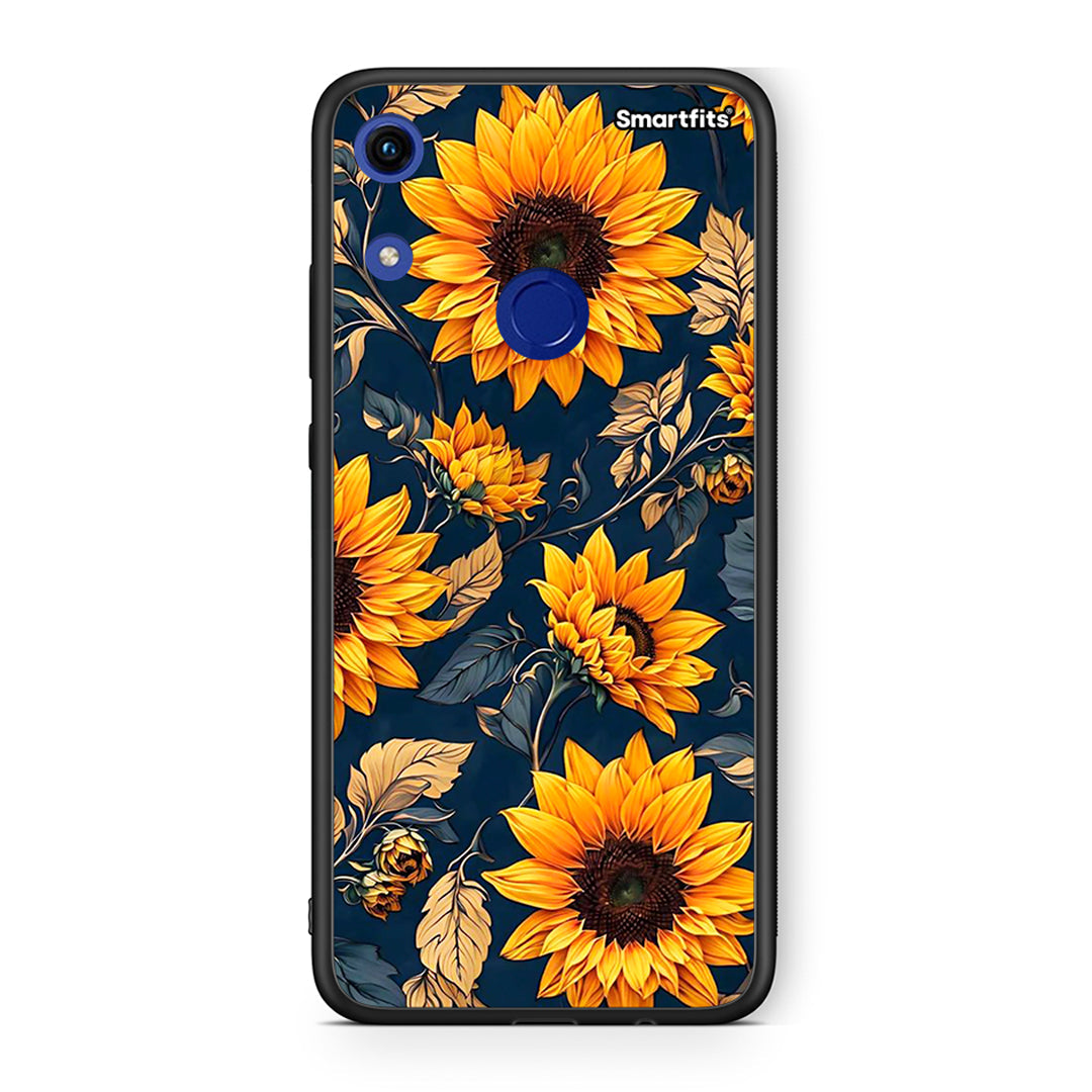 Honor 8A Autumn Sunflowers Θήκη από τη Smartfits με σχέδιο στο πίσω μέρος και μαύρο περίβλημα | Smartphone case with colorful back and black bezels by Smartfits