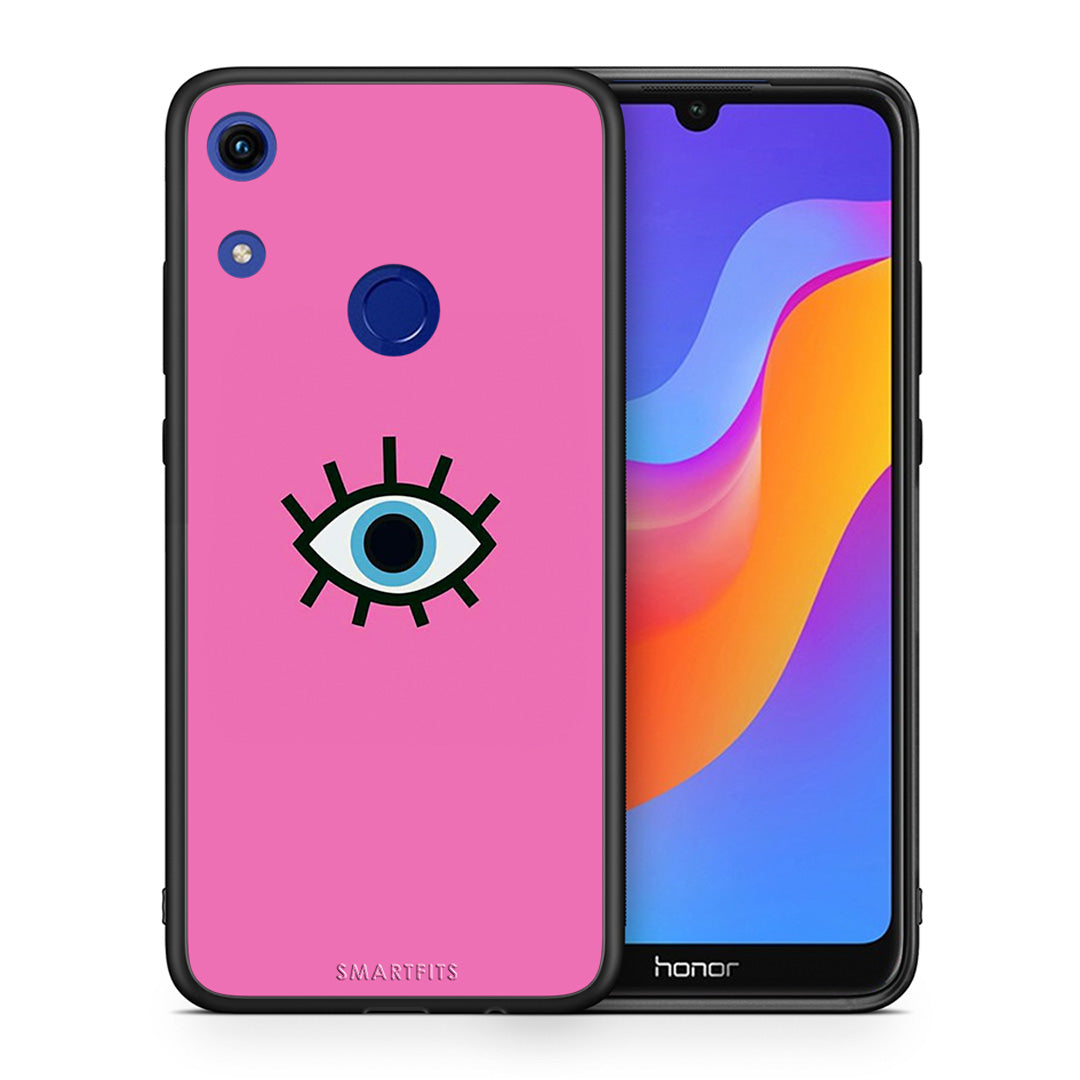 Θήκη Honor 8A Blue Eye Pink από τη Smartfits με σχέδιο στο πίσω μέρος και μαύρο περίβλημα | Honor 8A Blue Eye Pink case with colorful back and black bezels