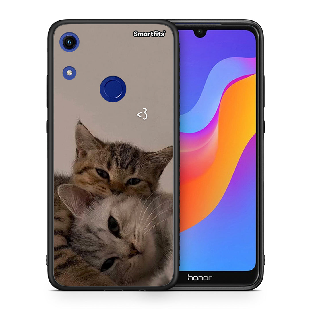 Θήκη Honor 8A Cats In Love από τη Smartfits με σχέδιο στο πίσω μέρος και μαύρο περίβλημα | Honor 8A Cats In Love case with colorful back and black bezels