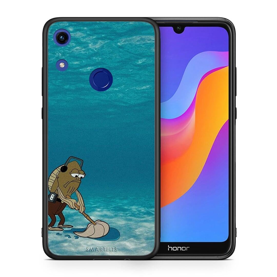 Θήκη Honor 8A Clean The Ocean από τη Smartfits με σχέδιο στο πίσω μέρος και μαύρο περίβλημα | Honor 8A Clean The Ocean case with colorful back and black bezels