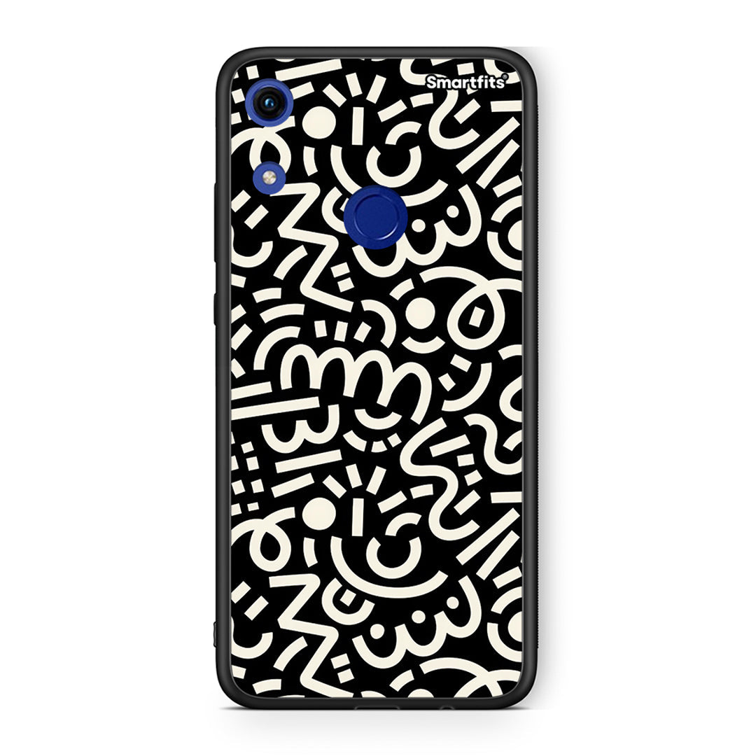 Honor 8A Doodle Art Θήκη από τη Smartfits με σχέδιο στο πίσω μέρος και μαύρο περίβλημα | Smartphone case with colorful back and black bezels by Smartfits