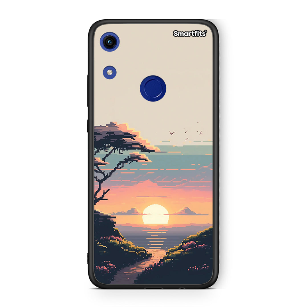 Honor 8A Pixel Sunset Θήκη από τη Smartfits με σχέδιο στο πίσω μέρος και μαύρο περίβλημα | Smartphone case with colorful back and black bezels by Smartfits