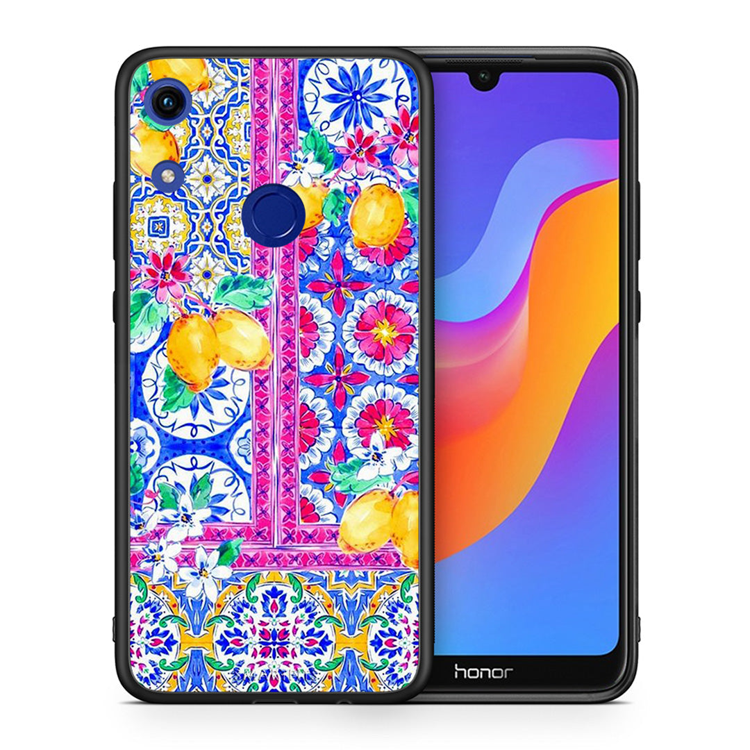 Θήκη Honor 8A Retro Spring από τη Smartfits με σχέδιο στο πίσω μέρος και μαύρο περίβλημα | Honor 8A Retro Spring case with colorful back and black bezels