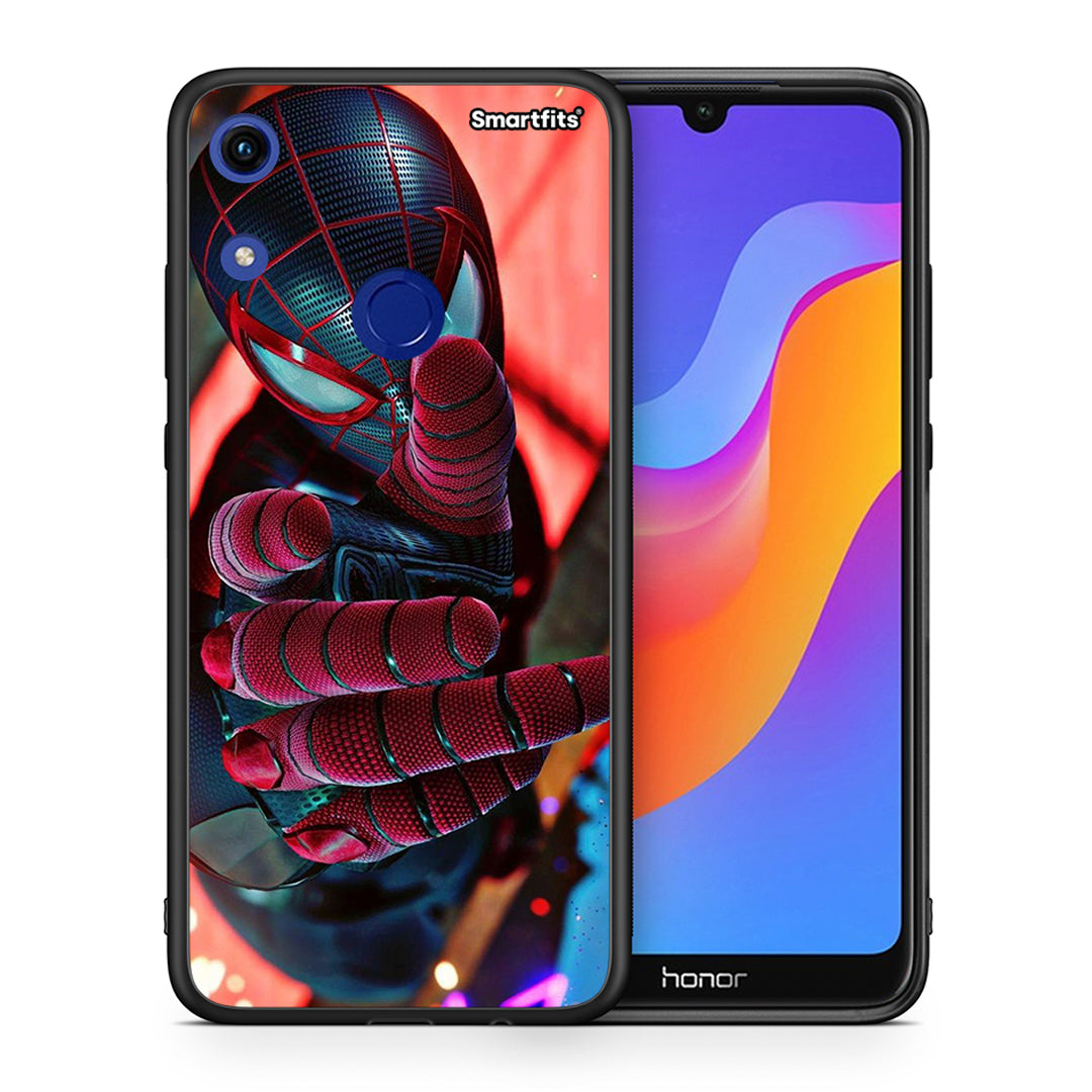 Θήκη Honor 8A Spider Hand από τη Smartfits με σχέδιο στο πίσω μέρος και μαύρο περίβλημα | Honor 8A Spider Hand case with colorful back and black bezels
