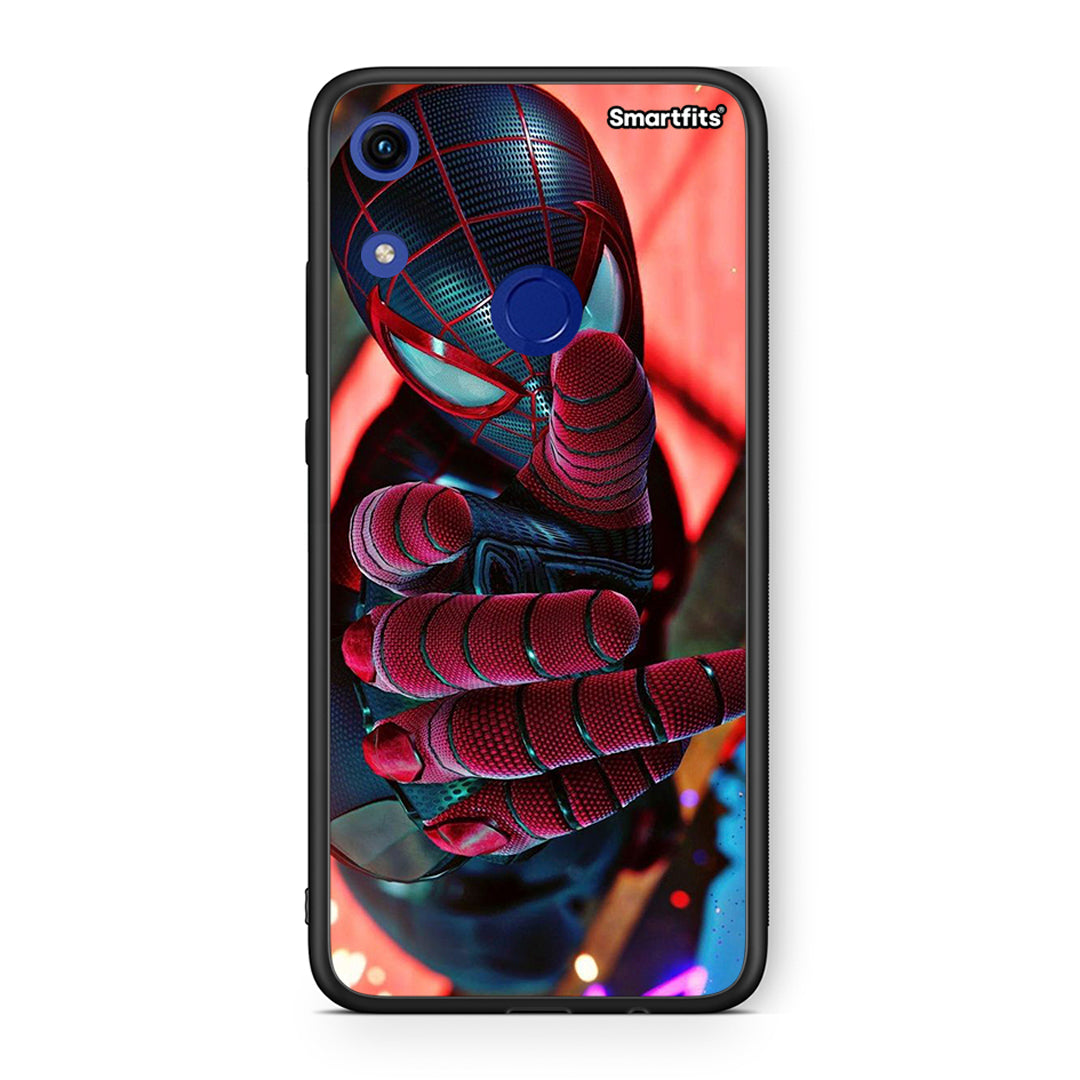 Honor 8A Spider Hand Θήκη από τη Smartfits με σχέδιο στο πίσω μέρος και μαύρο περίβλημα | Smartphone case with colorful back and black bezels by Smartfits