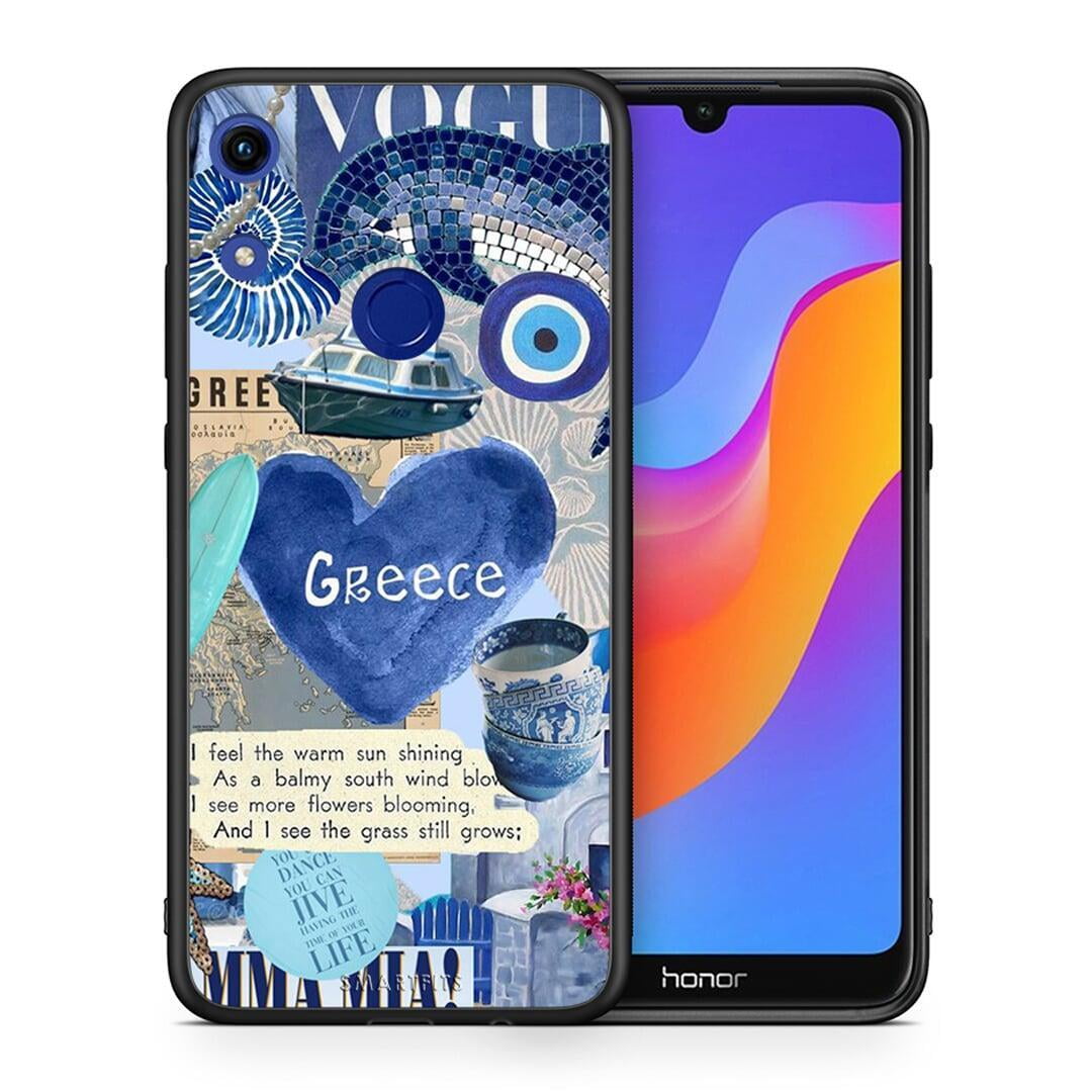 Θήκη Honor 8A Summer In Greece από τη Smartfits με σχέδιο στο πίσω μέρος και μαύρο περίβλημα | Honor 8A Summer In Greece case with colorful back and black bezels