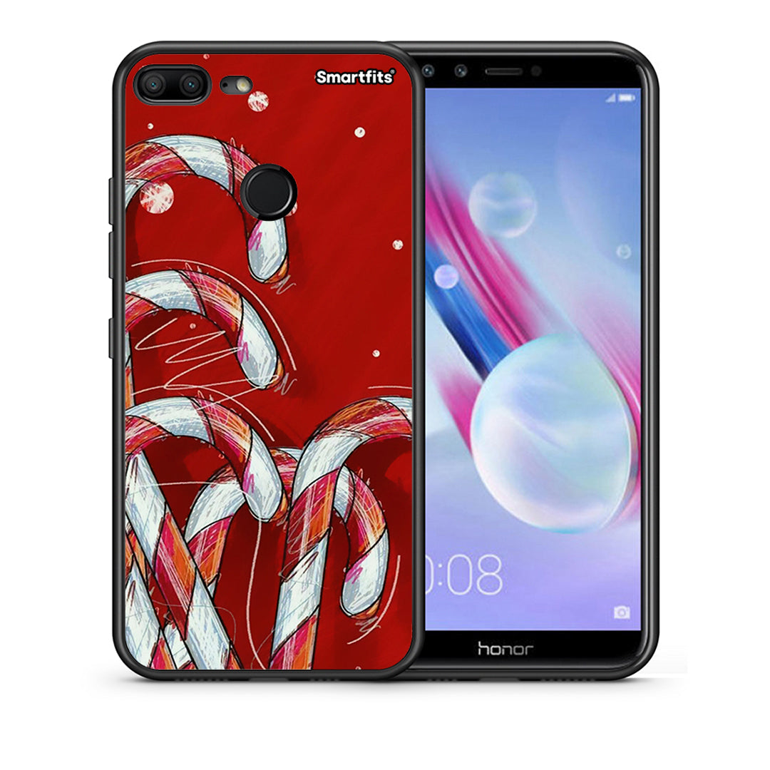 Θήκη Honor 9 Lite Candy Cane από τη Smartfits με σχέδιο στο πίσω μέρος και μαύρο περίβλημα | Honor 9 Lite Candy Cane case with colorful back and black bezels