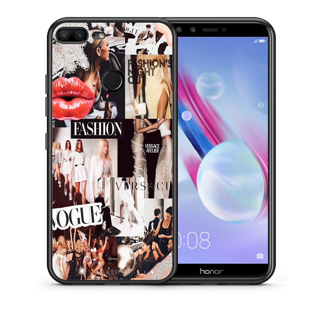 Θήκη Αγίου Βαλεντίνου Honor 9 Lite Collage Fashion από τη Smartfits με σχέδιο στο πίσω μέρος και μαύρο περίβλημα | Honor 9 Lite Collage Fashion case with colorful back and black bezels