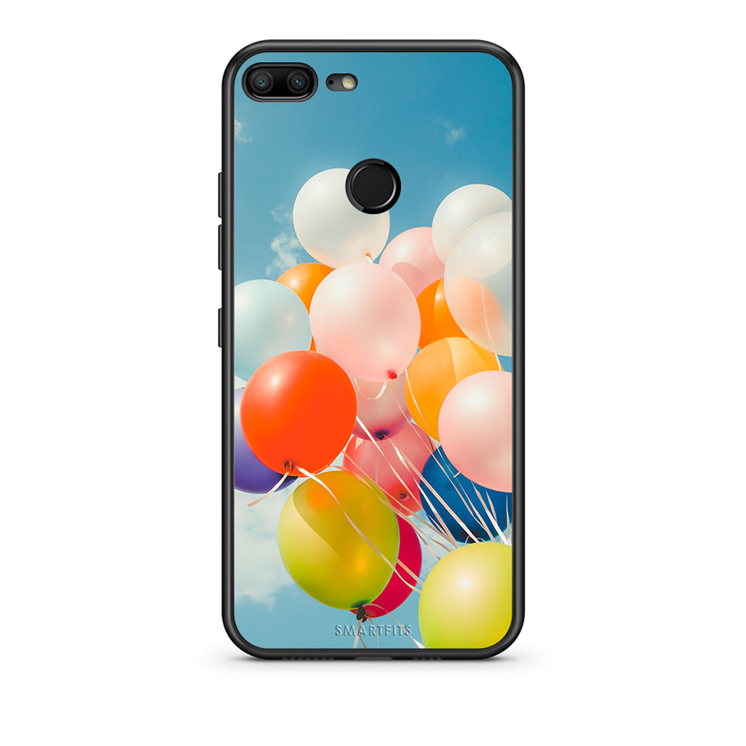 Honor 9 Lite Colorful Balloons θήκη από τη Smartfits με σχέδιο στο πίσω μέρος και μαύρο περίβλημα | Smartphone case with colorful back and black bezels by Smartfits