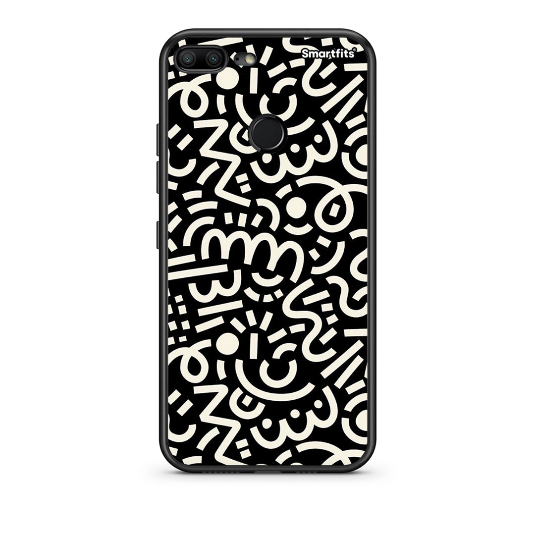 Honor 9 Lite Doodle Art Θήκη από τη Smartfits με σχέδιο στο πίσω μέρος και μαύρο περίβλημα | Smartphone case with colorful back and black bezels by Smartfits