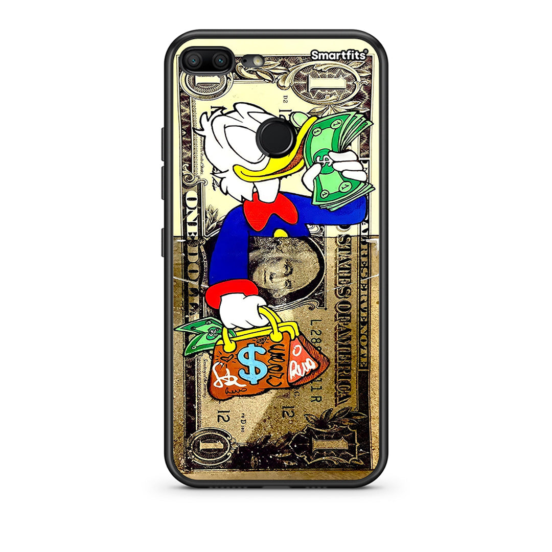 Honor 9 Lite Duck Money Θήκη από τη Smartfits με σχέδιο στο πίσω μέρος και μαύρο περίβλημα | Smartphone case with colorful back and black bezels by Smartfits