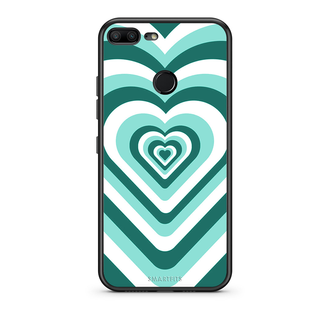 Honor 9 Lite Green Hearts θήκη από τη Smartfits με σχέδιο στο πίσω μέρος και μαύρο περίβλημα | Smartphone case with colorful back and black bezels by Smartfits