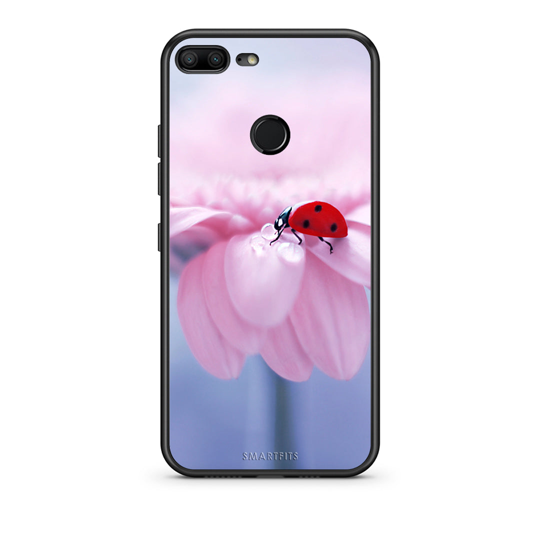 Honor 9 Lite Ladybug Flower θήκη από τη Smartfits με σχέδιο στο πίσω μέρος και μαύρο περίβλημα | Smartphone case with colorful back and black bezels by Smartfits