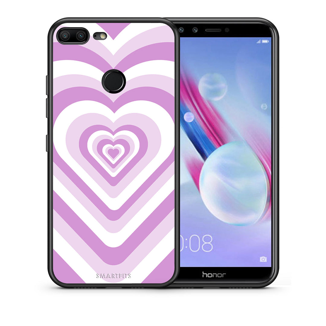 Θήκη Honor 9 Lite Lilac Hearts από τη Smartfits με σχέδιο στο πίσω μέρος και μαύρο περίβλημα | Honor 9 Lite Lilac Hearts case with colorful back and black bezels