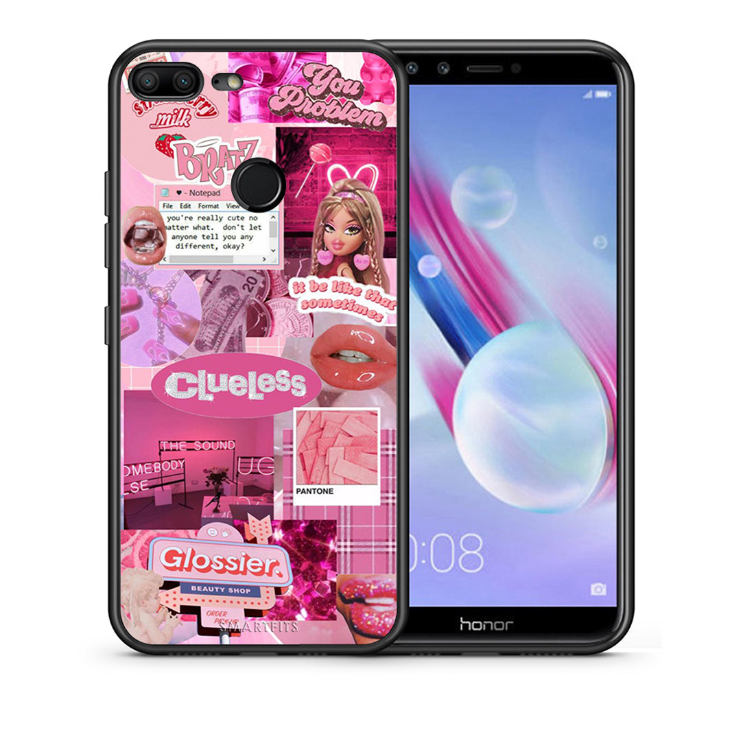 Θήκη Αγίου Βαλεντίνου Honor 9 Lite Pink Love από τη Smartfits με σχέδιο στο πίσω μέρος και μαύρο περίβλημα | Honor 9 Lite Pink Love case with colorful back and black bezels