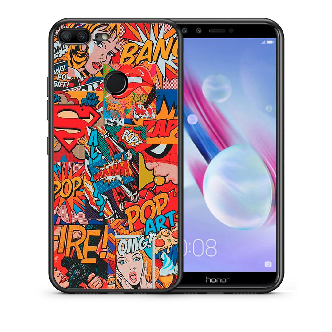 Θήκη Honor 9 Lite PopArt OMG από τη Smartfits με σχέδιο στο πίσω μέρος και μαύρο περίβλημα | Honor 9 Lite PopArt OMG case with colorful back and black bezels