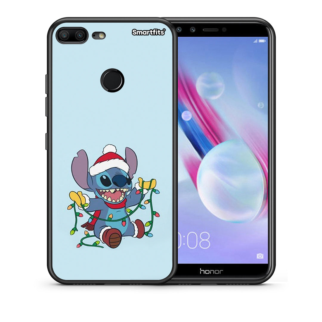 Θήκη Honor 9 Lite Santa Stich από τη Smartfits με σχέδιο στο πίσω μέρος και μαύρο περίβλημα | Honor 9 Lite Santa Stich case with colorful back and black bezels