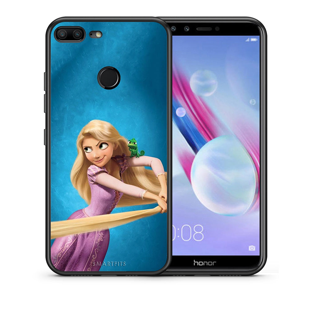 Θήκη Αγίου Βαλεντίνου Honor 9 Lite Tangled 2 από τη Smartfits με σχέδιο στο πίσω μέρος και μαύρο περίβλημα | Honor 9 Lite Tangled 2 case with colorful back and black bezels