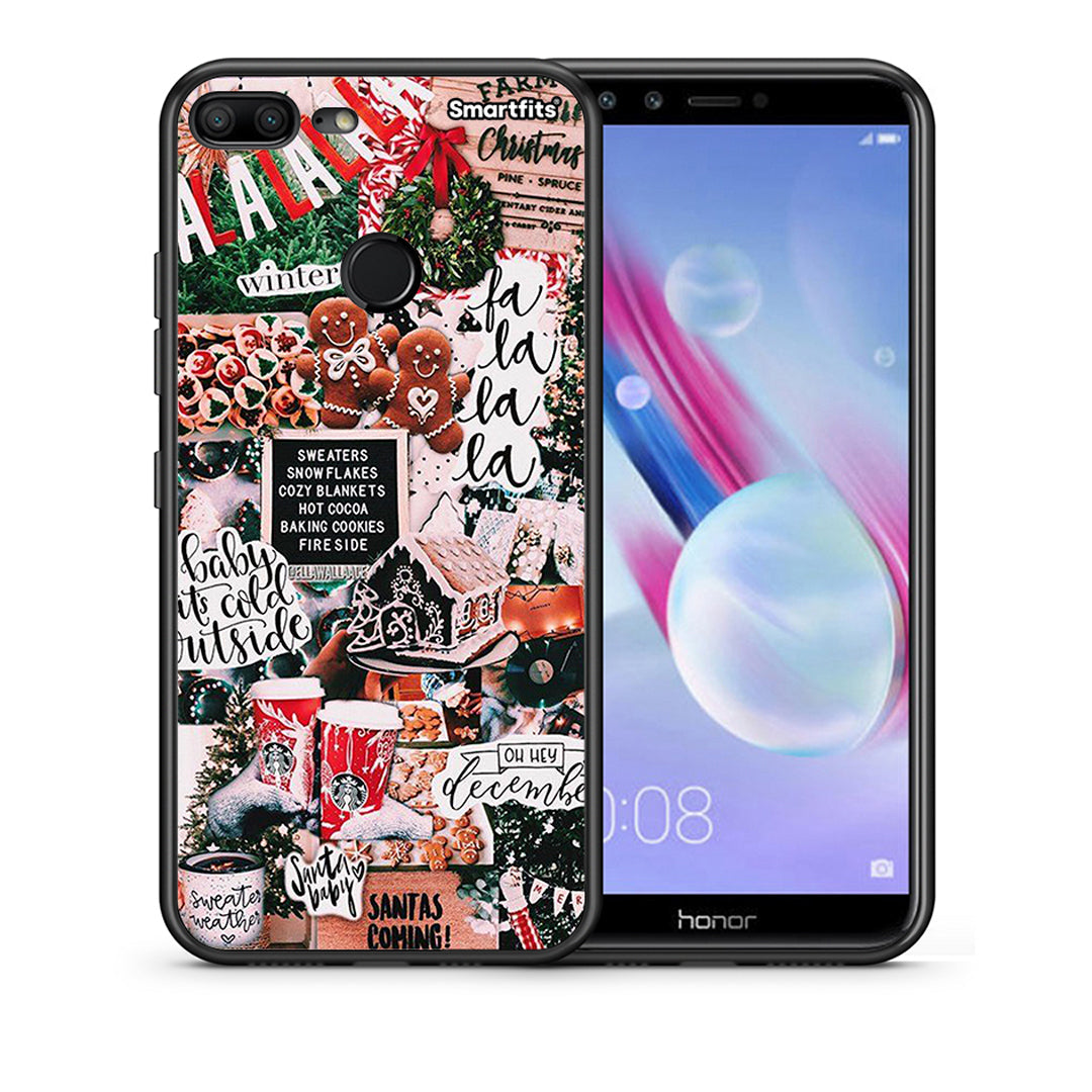 Θήκη Honor 9 Lite Xmas Habbits από τη Smartfits με σχέδιο στο πίσω μέρος και μαύρο περίβλημα | Honor 9 Lite Xmas Habbits case with colorful back and black bezels