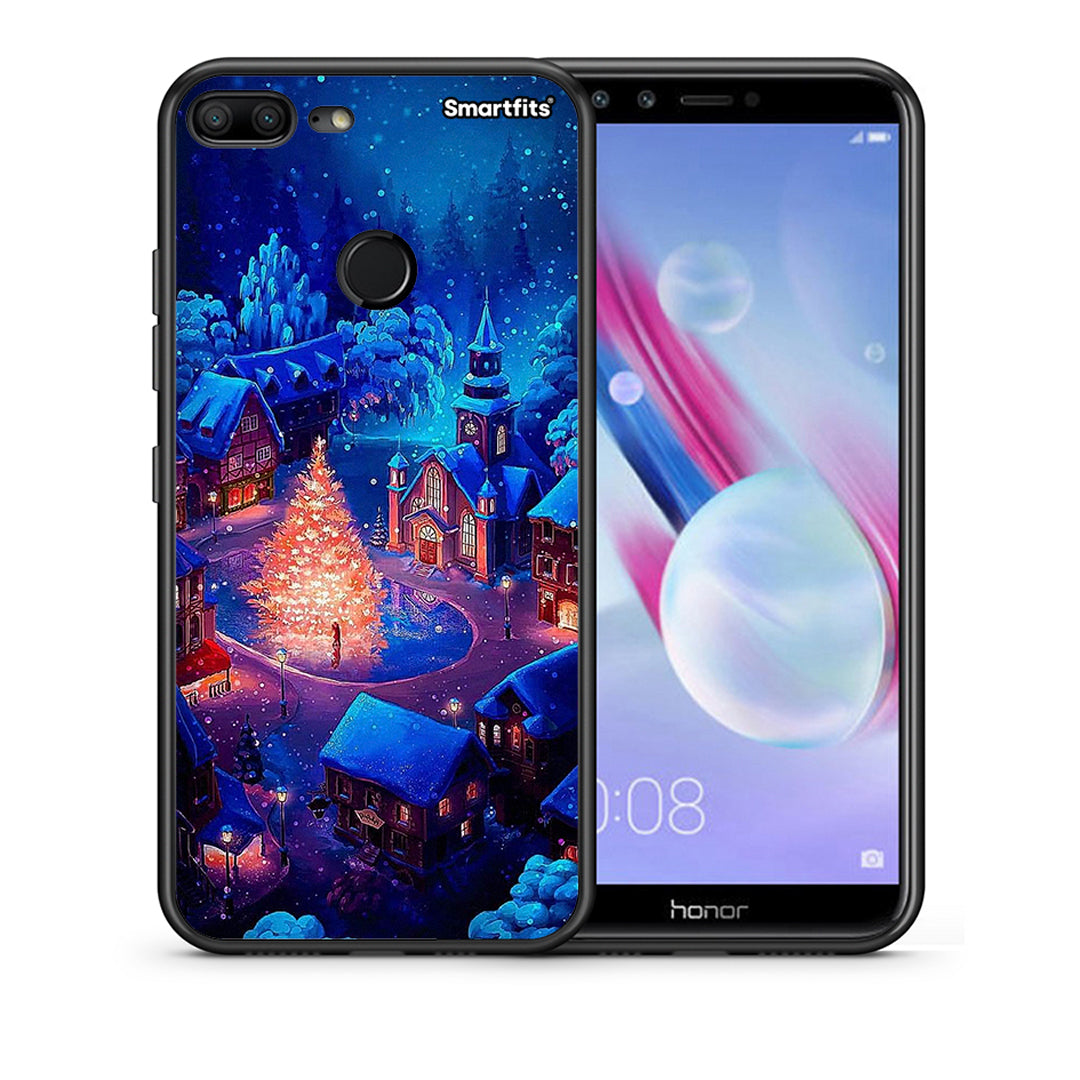 Θήκη Honor 9 Lite Xmas Village από τη Smartfits με σχέδιο στο πίσω μέρος και μαύρο περίβλημα | Honor 9 Lite Xmas Village case with colorful back and black bezels