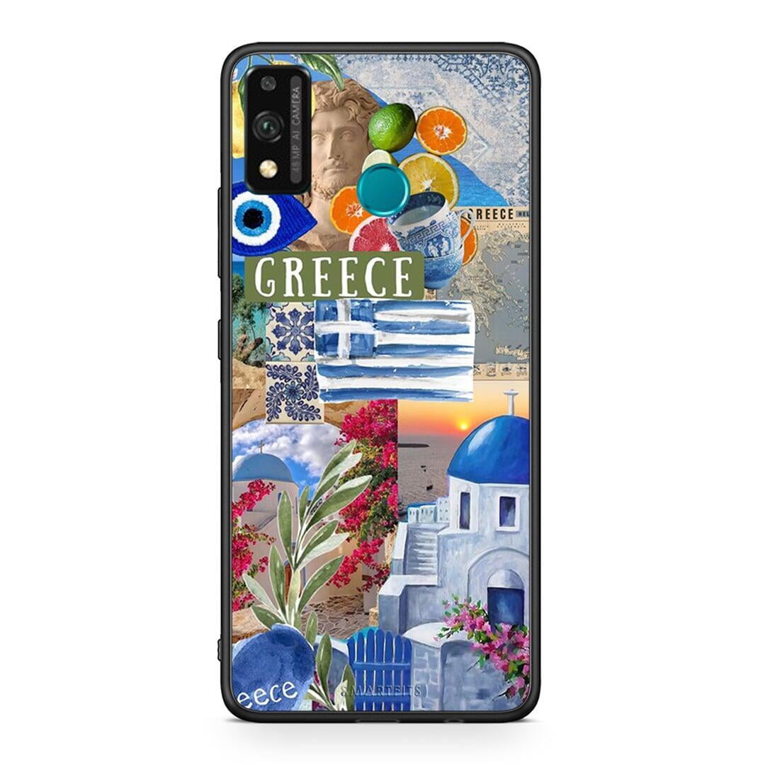 Honor 9X Lite All Greek Θήκη από τη Smartfits με σχέδιο στο πίσω μέρος και μαύρο περίβλημα | Smartphone case with colorful back and black bezels by Smartfits