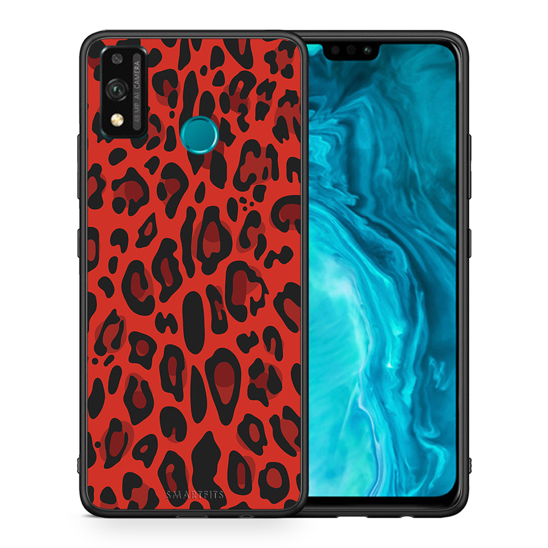 Θήκη Honor 9X Lite Red Leopard Animal από τη Smartfits με σχέδιο στο πίσω μέρος και μαύρο περίβλημα | Honor 9X Lite Red Leopard Animal case with colorful back and black bezels