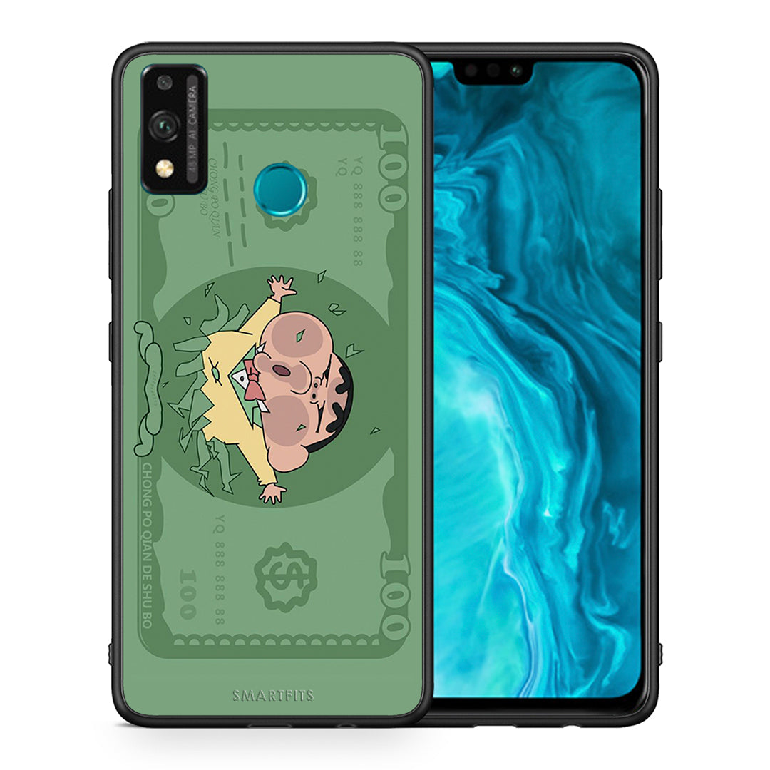 Θήκη Αγίου Βαλεντίνου Honor 9X Lite Big Money από τη Smartfits με σχέδιο στο πίσω μέρος και μαύρο περίβλημα | Honor 9X Lite Big Money case with colorful back and black bezels