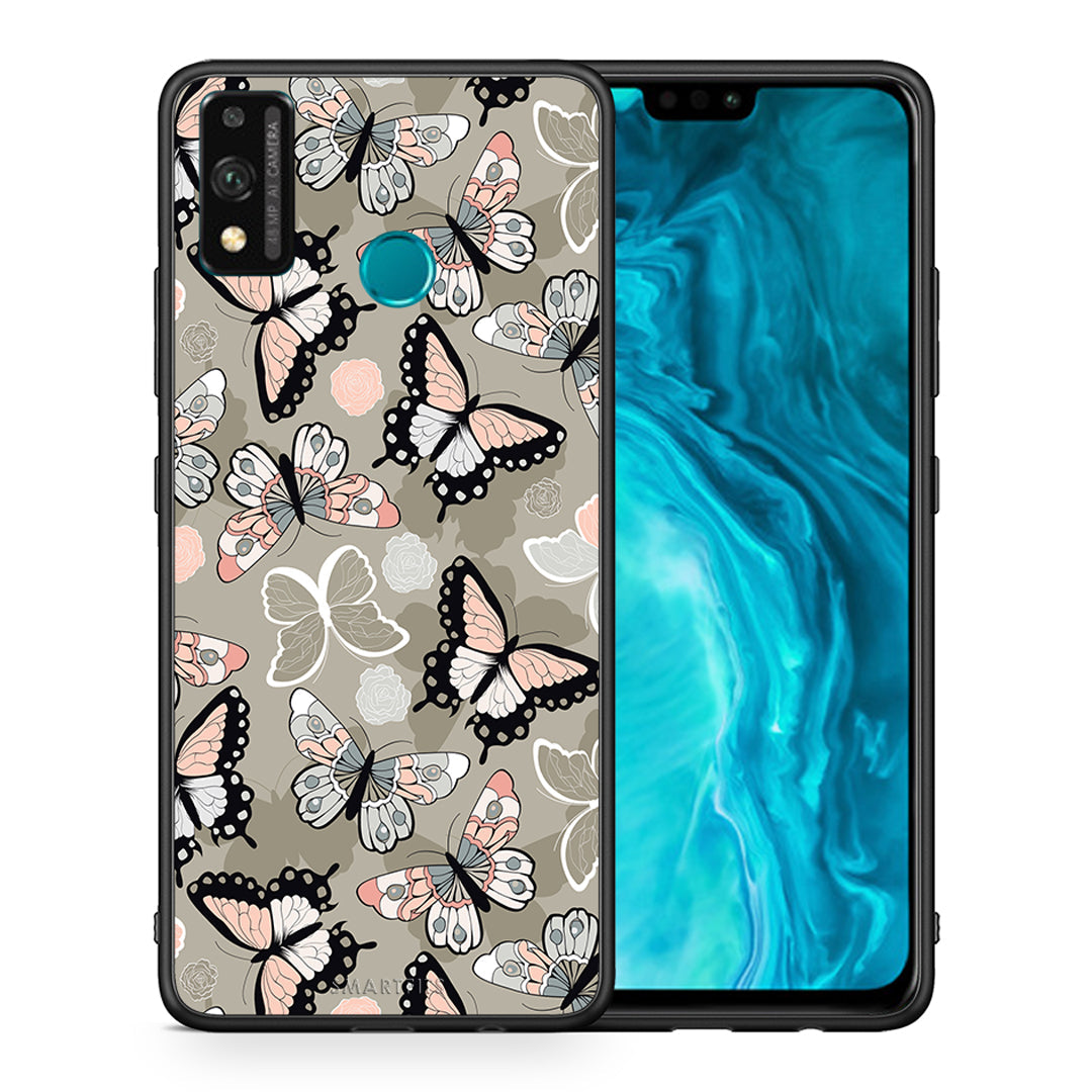 Θήκη Honor 9X Lite Butterflies Boho από τη Smartfits με σχέδιο στο πίσω μέρος και μαύρο περίβλημα | Honor 9X Lite Butterflies Boho case with colorful back and black bezels