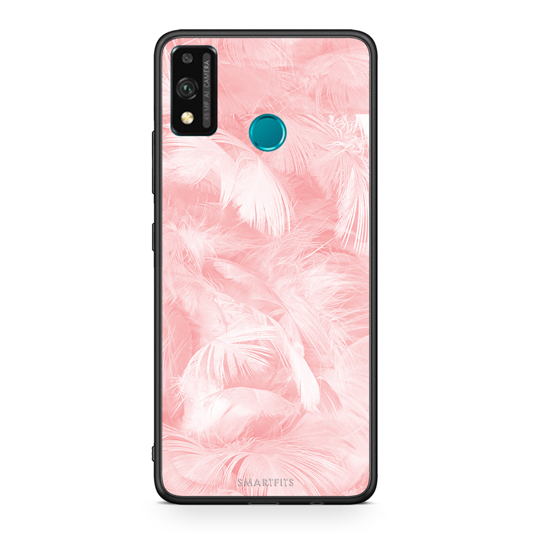 33 - Honor 9X Lite Pink Feather Boho case, cover, bumper