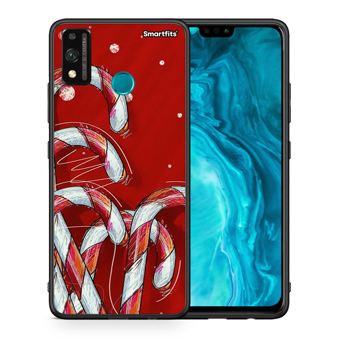 Θήκη Honor 9X Lite Candy Cane από τη Smartfits με σχέδιο στο πίσω μέρος και μαύρο περίβλημα | Honor 9X Lite Candy Cane case with colorful back and black bezels