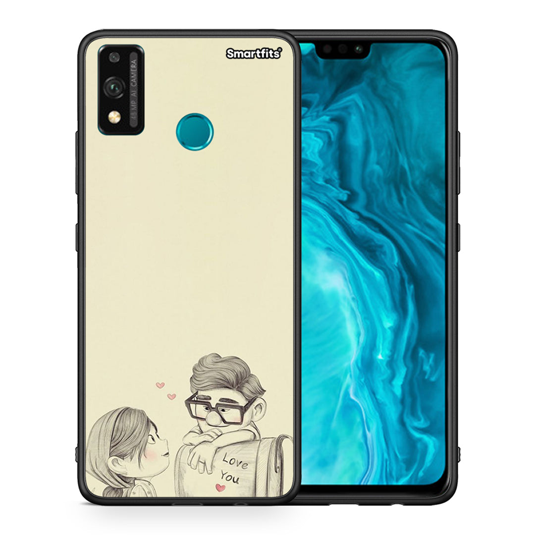 Θήκη Honor 9X Lite Carl And Ellie από τη Smartfits με σχέδιο στο πίσω μέρος και μαύρο περίβλημα | Honor 9X Lite Carl And Ellie case with colorful back and black bezels