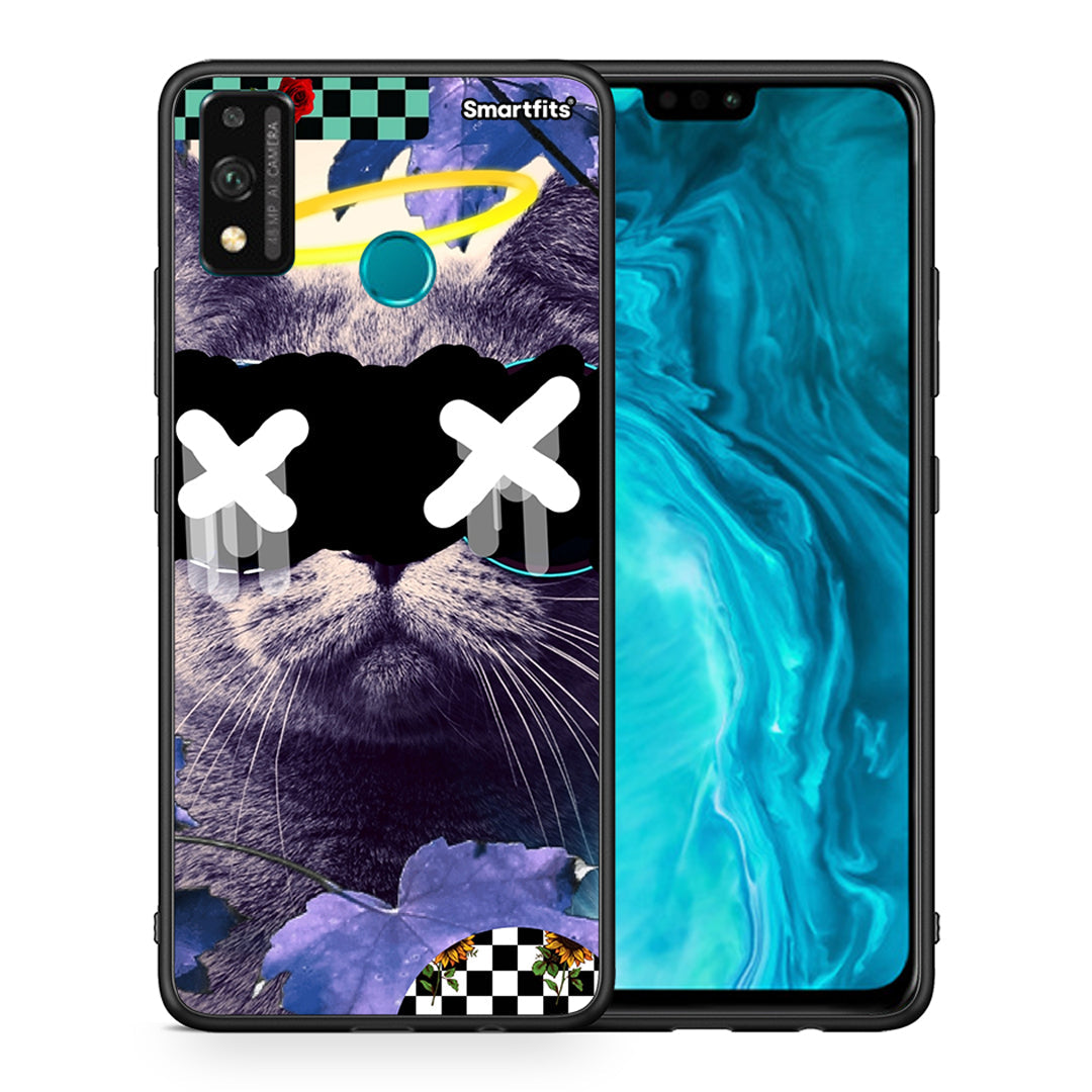 Θήκη Honor 9X Lite Cat Collage από τη Smartfits με σχέδιο στο πίσω μέρος και μαύρο περίβλημα | Honor 9X Lite Cat Collage case with colorful back and black bezels